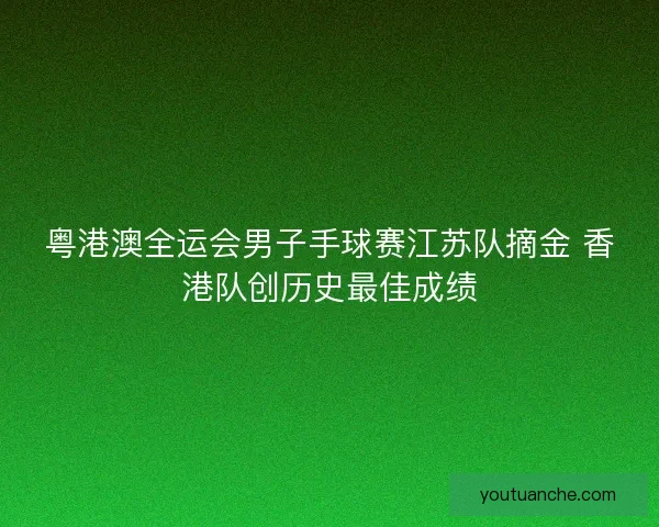 粤港澳全运会男子手球赛江苏队摘金 香港队创历史最佳成绩