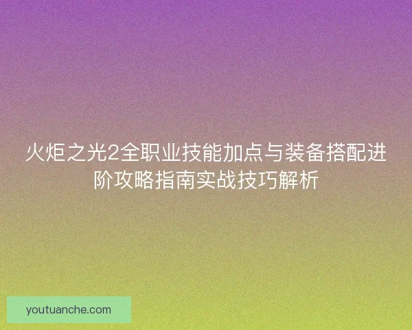 火炬之光2全职业技能加点与装备搭配进阶攻略指南实战技巧解析