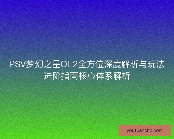 PSV梦幻之星OL2全方位深度解析与玩法进阶指南核心体系解析